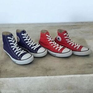 2 pairs of Converse All ⭐️ Star Chuck Taylor Shoes Red & Purple Flats Sneakers